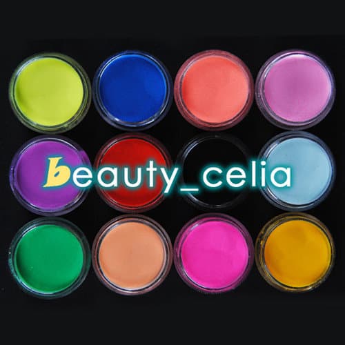 12 Mix Colors Acrylic Nail Art Tips UV Gel Powder Dust